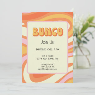 Convites Groovy Pink e Orange Bunco