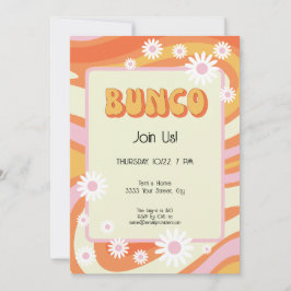 Convites Groovy Pink e Orange Bunco