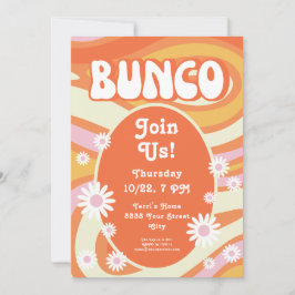 Convites Groovy Pink e Orange Floral Bunco