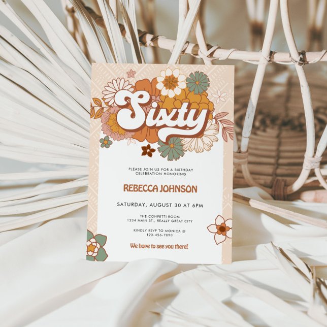 Convites Groovy Retro 60ª Festa de aniversário (Groovy 60th Birthday Party Invite)
