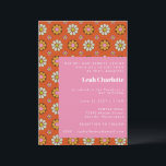 Convites Groovy Retro 60s Flores Laranja Rosa Bat Mitzvah<br><div class="desc">Groovy Retro 60s Flores Laranja e Rosa Bat Mitzvah Convite</div>