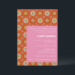 Convites Groovy Retro 60s Flores Laranja Rosa Bat Mitzvah<br><div class="desc">Groovy Retro 60s Flores Laranja e Rosa Bat Mitzvah Convite</div>