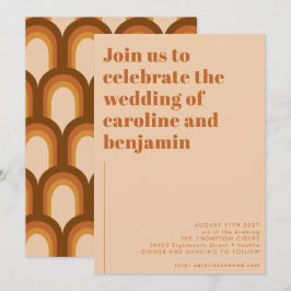 Convites Groovy Retro 70 Design Brown Terracotta Casamento