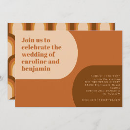 Convites Groovy Retro 70s Arch Shape Terracotta Casamento