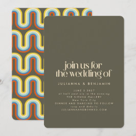 Convites Groovy Retro 70s Casamento Verde Oleícola Tudo Em 