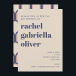 Convites Groovy Retro 70s - Design Azul - Bat Rosa Mitzvah<br><div class="desc">Celebre este marco especial com um convite moderno do Bat Mitzvah que combina elegância do eterno e charme contemporâneo. Apresentando uma tipografia ousada, um layout limpo e um padrão sutil e inspirado retroativamente no verso, esta design é perfeita para famílias que amam estética sofisticada mas acessível. Os tons silenciosos e...</div>