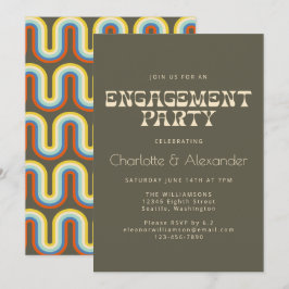 Convites Groovy Retro 70s Design na Festa de noivado