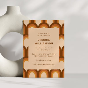 Convites Groovy Retro Anos 70 Marrom Bizarro Bat Mitzvah