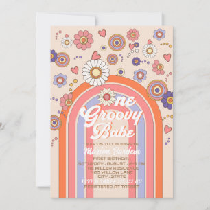 Convites Groovy retro aquarela um bebê celebrar