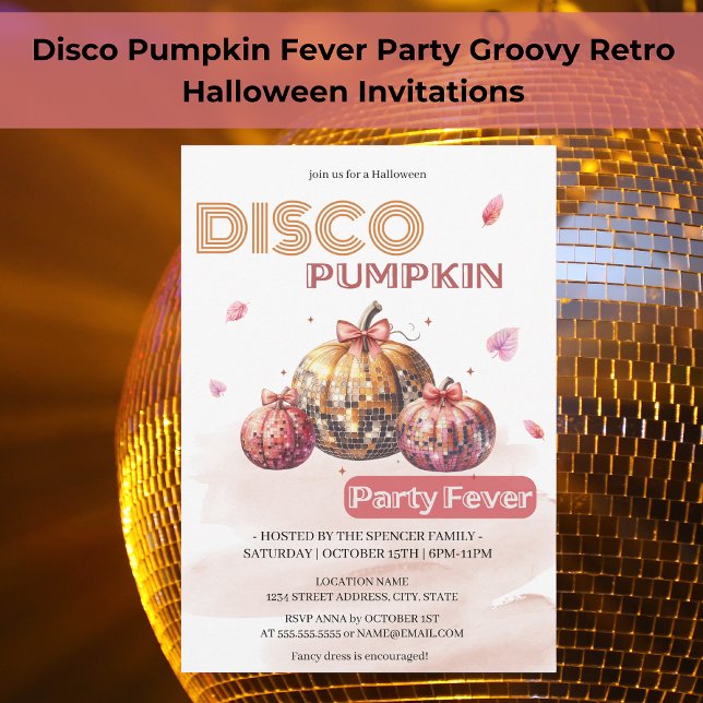 Convites Groovy Retro Disco Pumpkin Fever Halloween Fever (Criador carregado)
