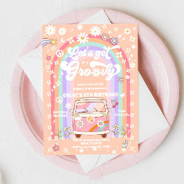 Convites Groovy Retro Kids Birthday Invitation