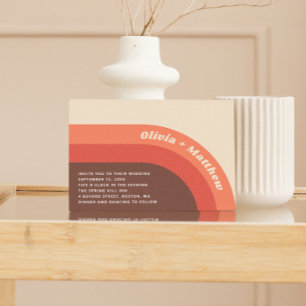 Convites Groovy retro vintage arco-íris 70s casamento + cód