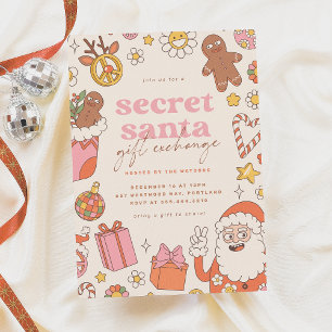 Convites Groovy Secret Papais noeis Trocam Festa de Natal