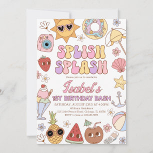 Convites Groovy Splash Beach Bash Birthday