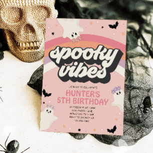 Convites Groovy Spooky Vibes Girl Halloween Aniversário