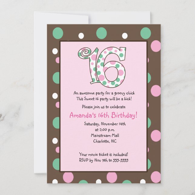 Convites GROOVY Sweet 16 Dezesseis Festas de aniversário (Frente)
