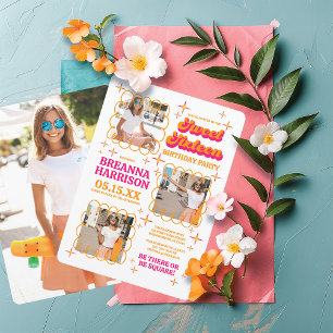 Convites Groovy Typografia Retro 70 Doce Dezesseis