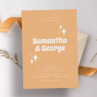 Groovy Typografia Retro Peach Casamento