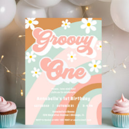 Convites Groovy Um primeiro aniversario pastel Boho Girl