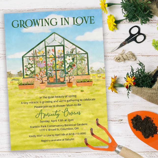 Convites Growing in Love Greenhouse Baby Shower Invitation (Criador carregado)