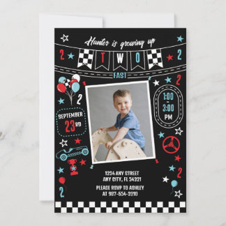 Convites Growing Up Two Fast Racing Birthday Invitation