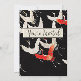 Convites Gruas voadoras japonesas Kimono Art