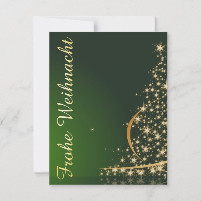 Convites Grünes Weihnachtsmočimit goldenem Weihnachtsbaum (Frente)