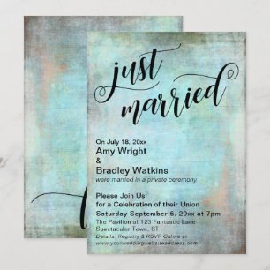 Convites Grunge Aqua Casamento Recém-Casados Celebração Pós