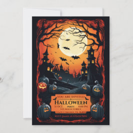 CONVITES GRUNGE BLACK ILUSTRADO FESTA HALLOWEEN