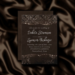 Convites Grunge de Bronze Glimmering   Gorgeous Brown Damas