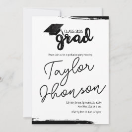 Convites Grunge grad card with graduation hat
