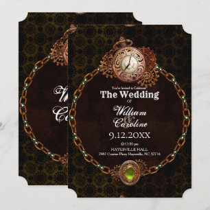 Convites Grunge Steampunk Gears e Casamento vintage de Reló