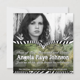 Convites Grunge Tattoo swallow & Urban Green Formando Invit