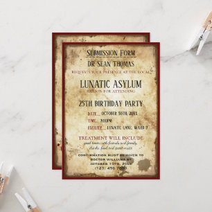 Convites Grungy Lunatic Asium Birthday