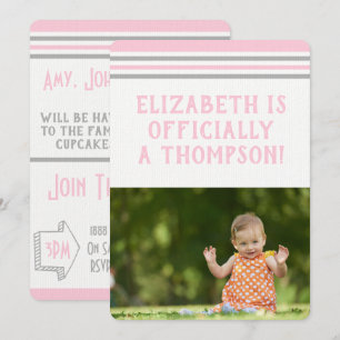 Convites Grupo de Adoção - Listras de Rosa Moderno e Cinz