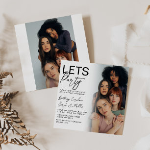 Convites Grupo de Fotos de Dois Lados Festa de Aniversário