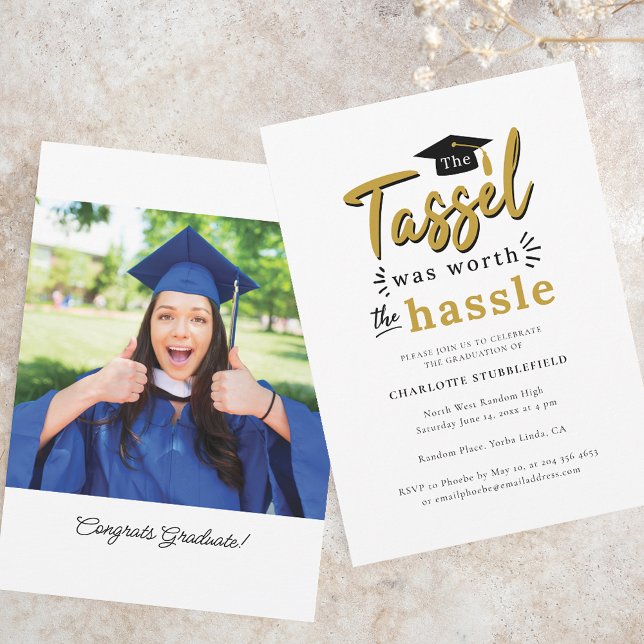 Convites Grupo de Graduação 2025 Tassel Worth Hassle (Graduation 2025 Tassel Worth Hassle Party Invitation)