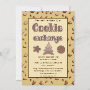 Convites Grupo de troca de cookies de tipografia retrô