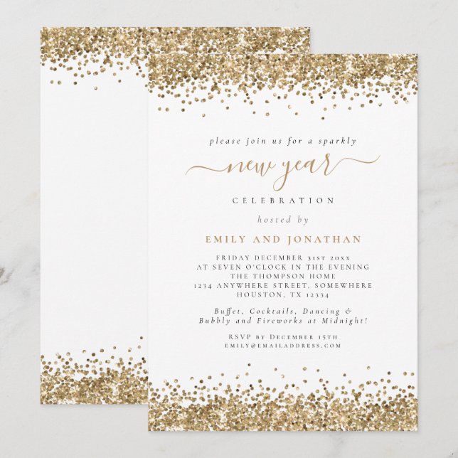 Convites Grupo de Véspera de ano novo de Script de Leitura  (Frente/Verso)