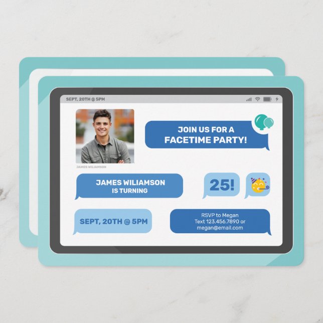 Convites Grupo Online Vídeo Chat Tablet Texto Grupo Grupo G (Frente/Verso)