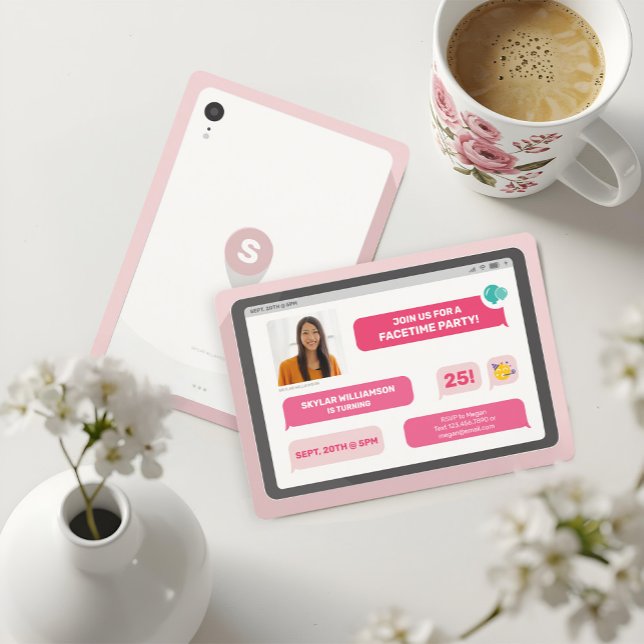 Convites Grupo Online Vídeo Chat Tablet Texto Grupo Grupo G (Online Group Video Chat Tablet Text Message Party Invitation)