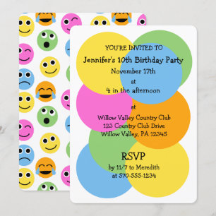 Convites Grupo Personalizado dos Círculos Coloridos Emojis