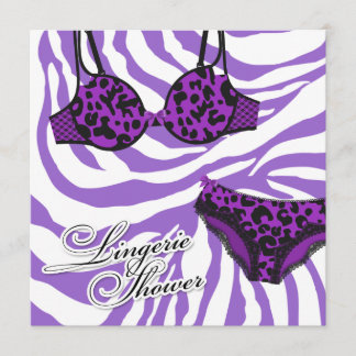 Convites grupo roxo da lingerie da zebra do leopardo