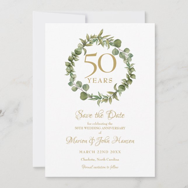Convites Guarda a data do 50º aniversário de casamento com  (Frente)
