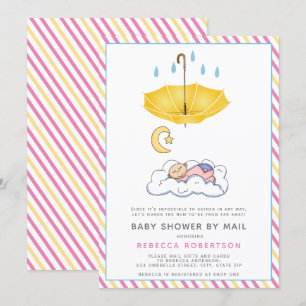 Convites Guarda-chuva amarela, chá por correio