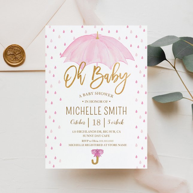 Convites Guarda-chuva de Amor Sprinkle Baby Shower (Criador carregado)