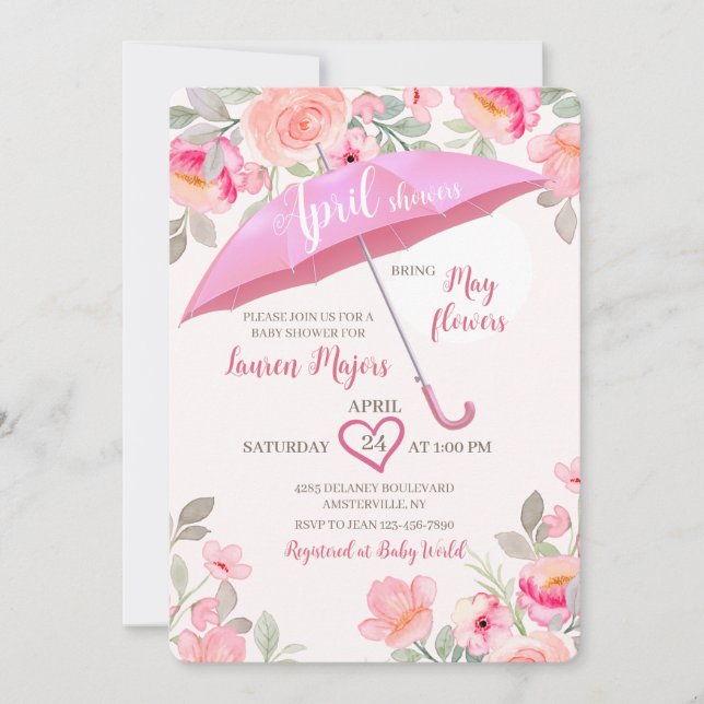 Convites Guarda-chuva de Chuvas de Abril (Frente)