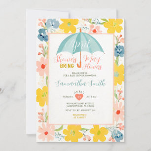 Convites Guarda-chuva de hortelã Chuva de abril Floral Chás