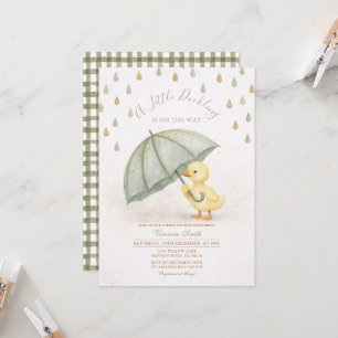 Convites Guarda-chuva de patinho verde-sálvia Chuvoso Baby 