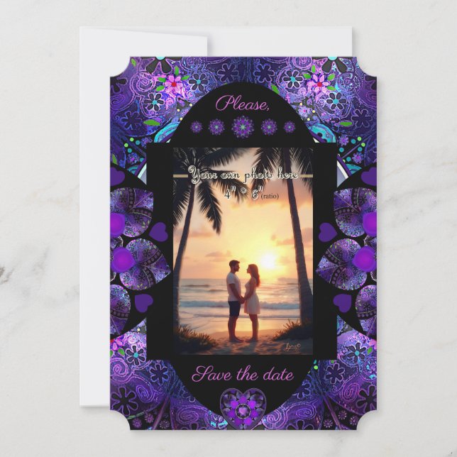 Convites Guarda-chuva e corações roxos .7 (Frente)